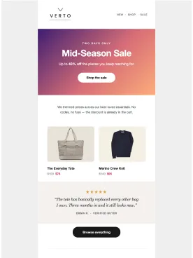 VERTO email in Gmail web, Chrome, light mode