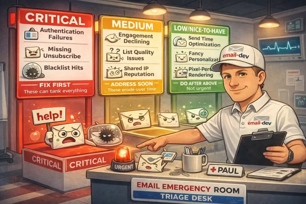 Email deliverability testing - prioritising fixes when everything feels broken