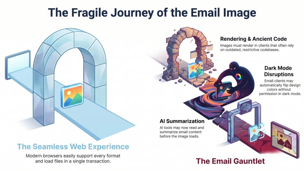 Images in email are not images on a website