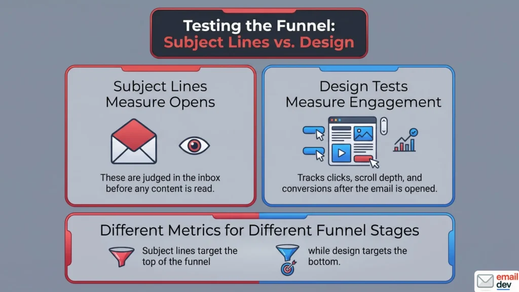 What "A/B testing email design elements" actually means