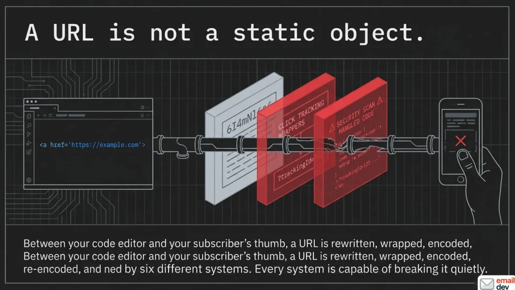 your ESP rewrites every link and doesn't tell you